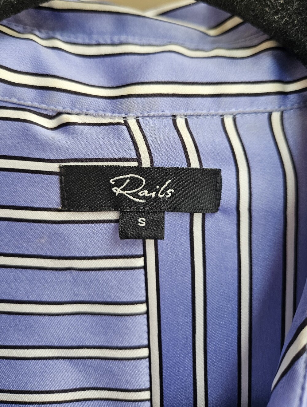 Rails 100% Silk Blue Striped Button-Up Spencer Shirt Moonlight Stripe - Size S - Picture 4 of 14